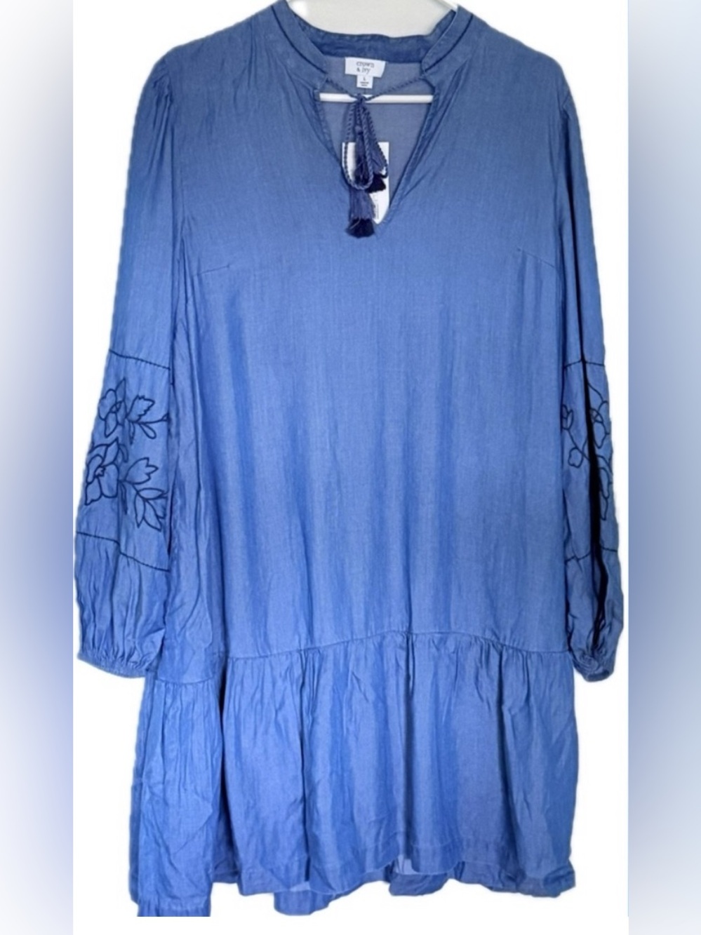 NWT Crown & Ivy Chambray Tiered Boho Dress